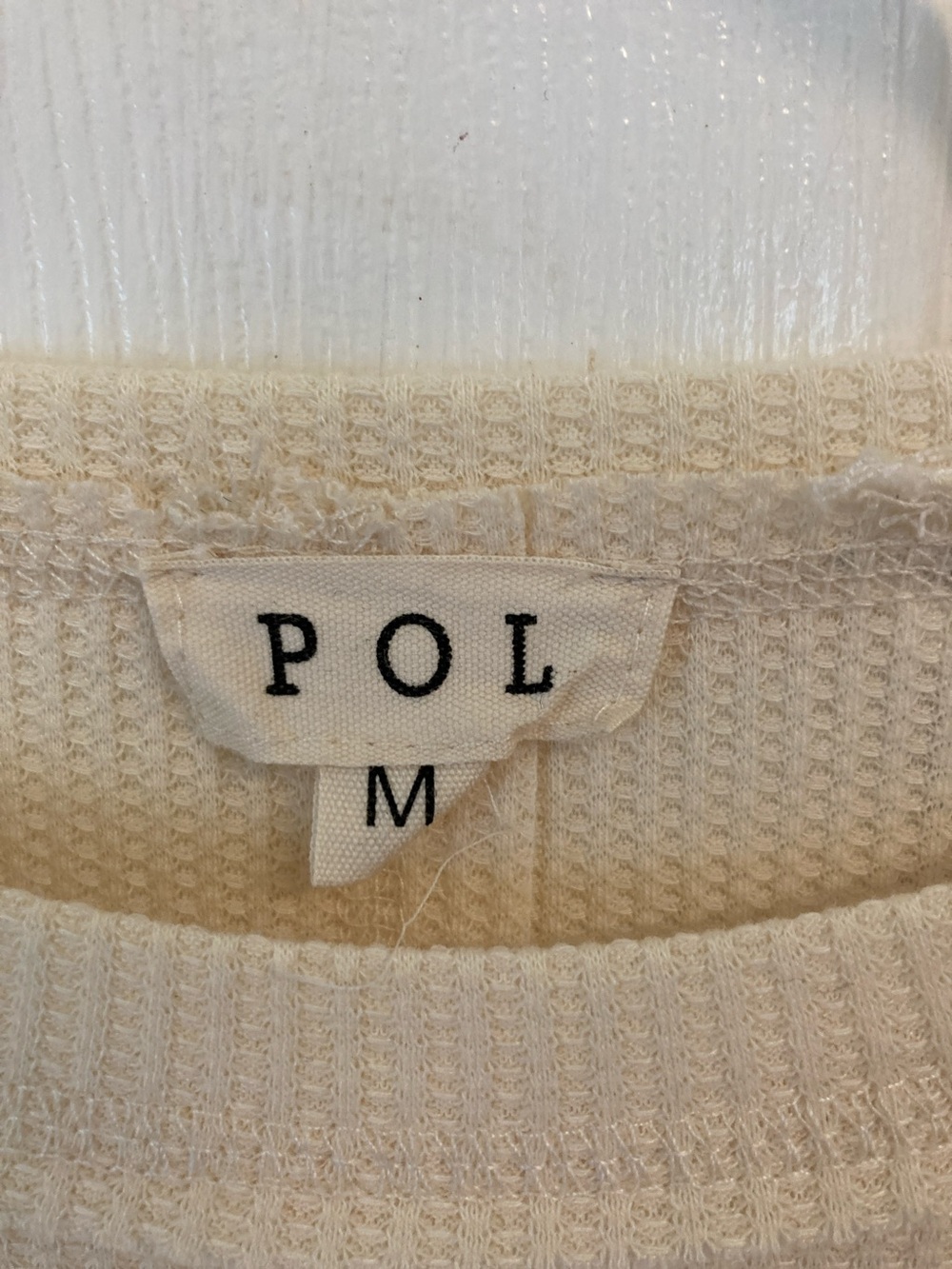 POL Cream Long-Sleeve Waffle Knit Top with Floral Appliqué - Picture 2 of 8